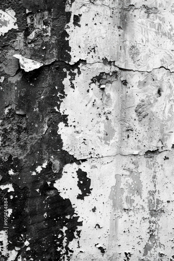 Fototapeta premium A close-up shot of peeling paint on a wall, with cracks and flakes visible