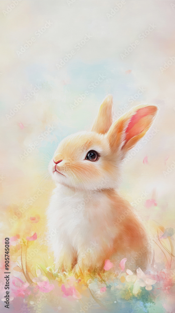 Obraz premium cute childrens book illustration of a brown rabbit