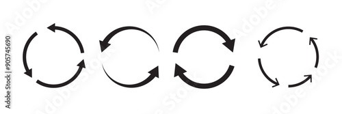 Circle arrow icon set. Symbol of reload, refresh, loading, recycle and repeat.