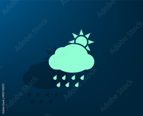 Vector illustration with shadow on blue background with gradient