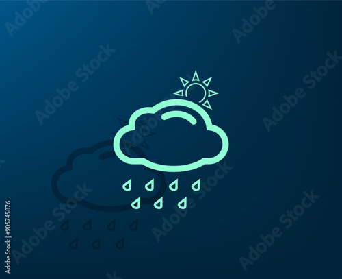 Vector illustration with shadow on blue background with gradient