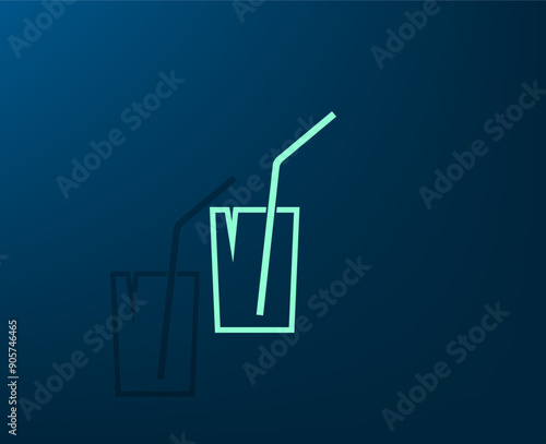 Vector illustration with shadow on blue background with gradient