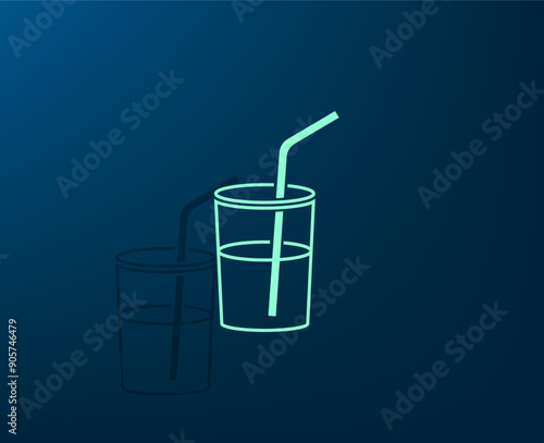 Vector illustration with shadow on blue background with gradient
