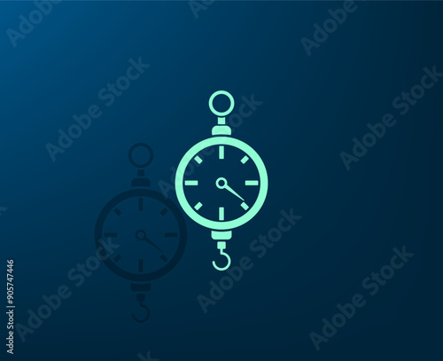 Vector illustration with shadow on blue background with gradient