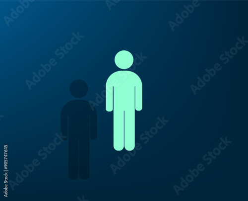 Vector illustration with shadow on blue background with gradient