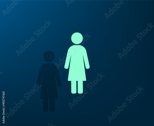 Vector illustration with shadow on blue background with gradient