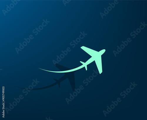 Vector illustration with shadow on blue background with gradient