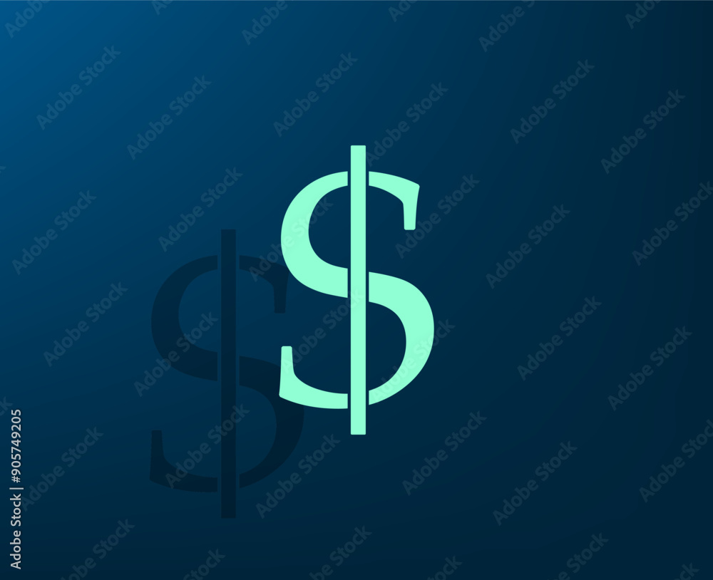 Obraz premium Vector illustration with shadow on blue background with gradient