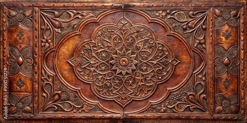 Intricate Carved Wooden Panel with Floral Motifs, wood carving, arabic art, islamic art, wood texture