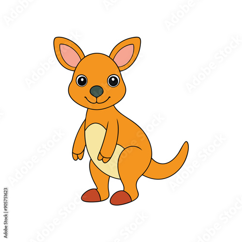 Vibrant Kangaroo Cartoon Illustration. A colorful vector illustration of a standing kangaroo, perfect for design projects.