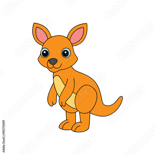 Vibrant Kangaroo Cartoon Illustration. A colorful vector illustration of a standing kangaroo, perfect for design projects.