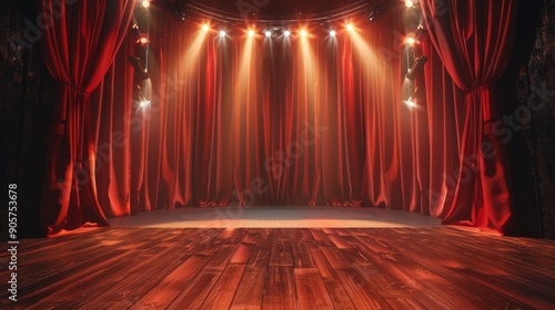 Red Velvet Curtains with St...