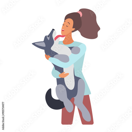 A woman holds her dog close, sharing a tender moment of affection. The image emphasizes the loving bond between pets and their owners.