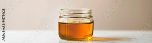 A glass jar filled with hon...