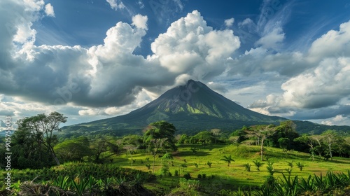 Arenal Volcano Under Dramatic Clouds, Costa Rica, Landscape, Mountain, Volcano, Nature, Travel