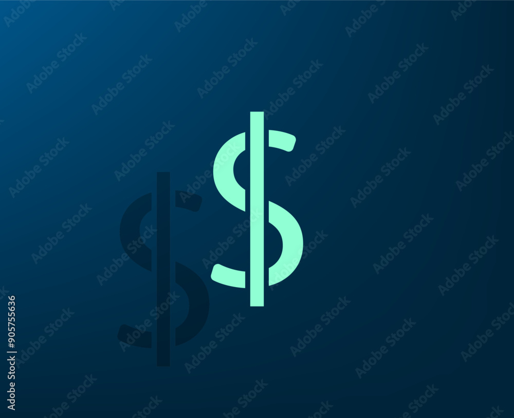 Obraz premium Vector illustration with shadow on blue background with gradient