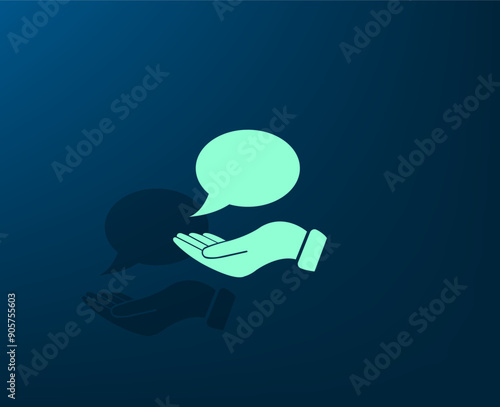 Vector illustration with shadow on blue background with gradient