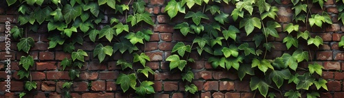 Green Ivy Climbing Brick Wa...