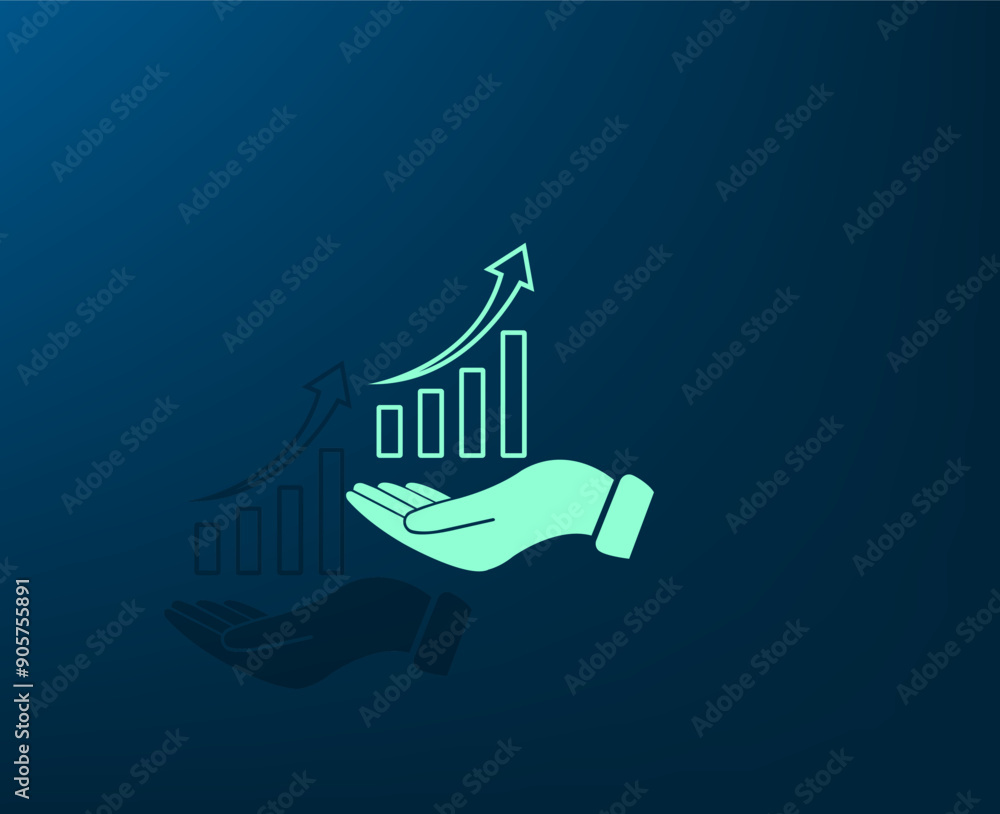 Obraz premium Vector illustration with shadow on blue background with gradient