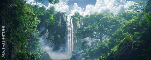 Jungle Waterfall Digital Pa...