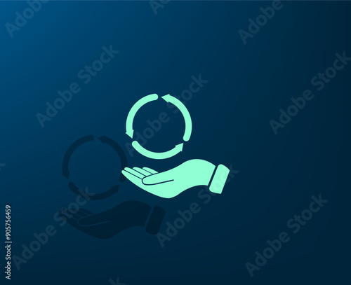 Vector illustration with shadow on blue background with gradient