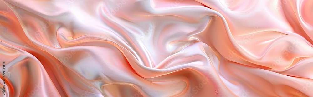Obraz premium Abstract Modern Silk Texture in Peach Fuzz Pantone Color With Fluid Drapery