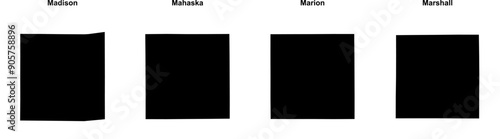 Madison, Mahaska, Marion, Marshall outline maps