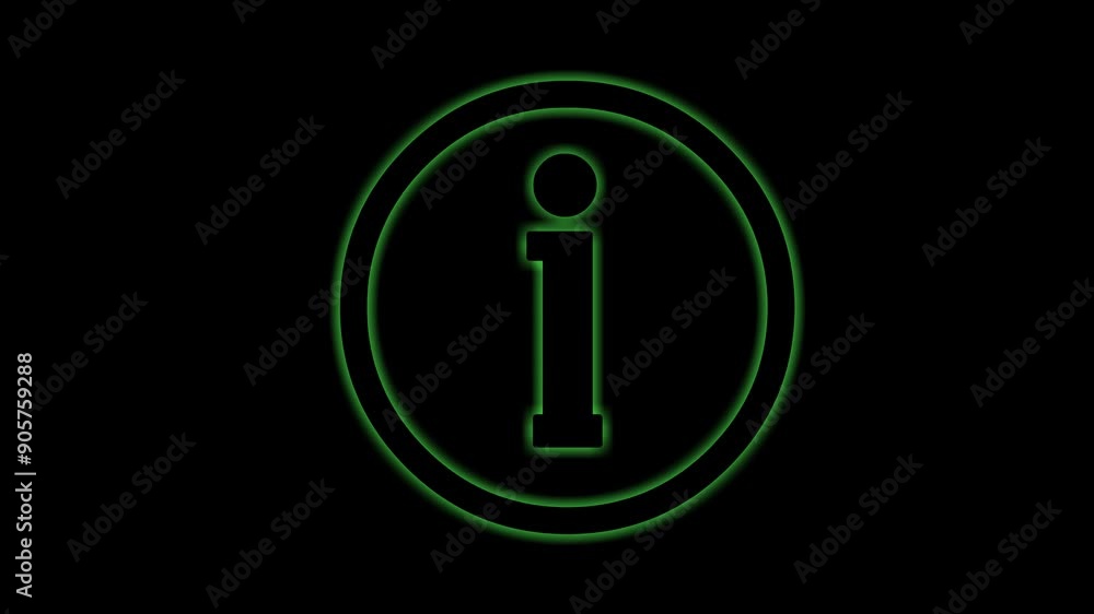 video animation icon green illuminated electric vibrant color, information service designed with the letter i and a circular base. On a transparent background with alpha channel set to zero video animation icon green illuminated electric vibrant color, information service designed with the letter i and a circular base. On a transparent background with alpha channel set to zero