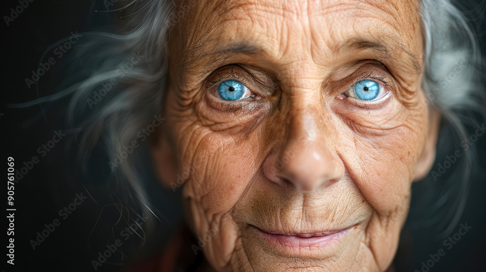 Portrait of a Graceful Elderly Woman: Blue Eyes and Silver Hair Portrait of a Graceful Elderly Woman: Blue Eyes and Silver Hair