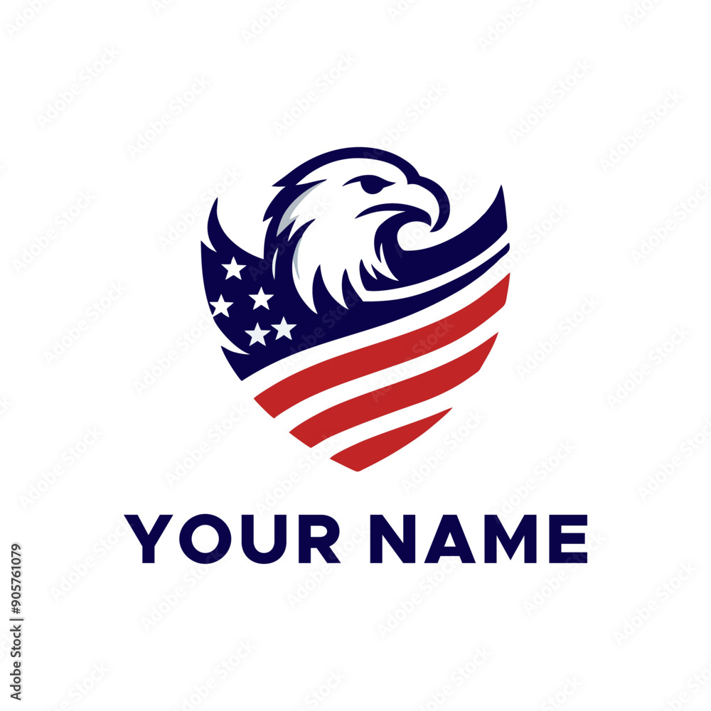 Fototapeta premium logo combination of eagle head with United States flag 