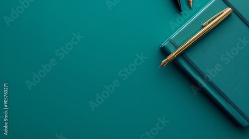 A high-quality stock image of a fancy pen and notebook positioned on the right side, with ample space on the left for text. Ideal for professional, writing, and office-related content.