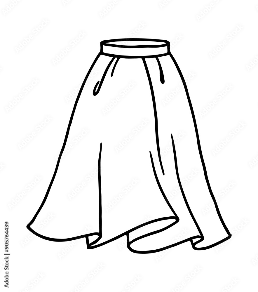Hand drawn women skirt doodle in pen line art style. Png clipart isolated on transparent background Hand drawn women skirt doodle in pen line art style. Png clipart isolated on transparent background