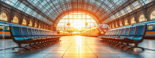 Sunlight Through Train Station Glass Ceiling