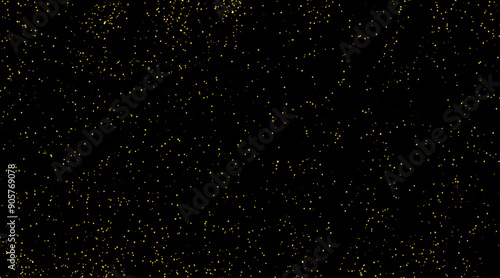 Lots of transparent bright festive golden lights. Golden sand, chaotically scattered.