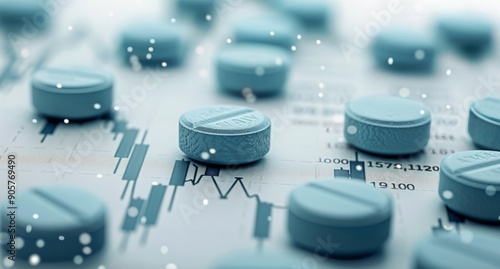 Blue Tablets on Financial Data Chart With Graphs and Statistics