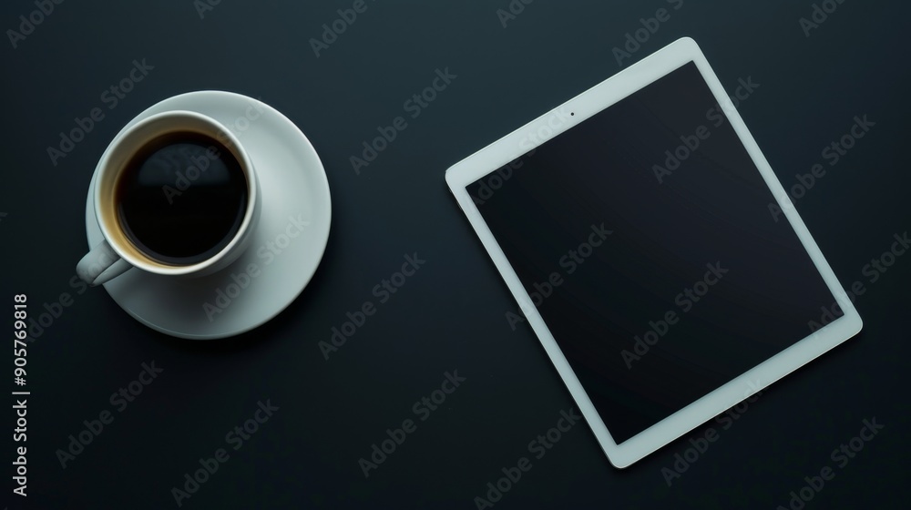 A high-quality stock image showing a tablet and a cup of coffee positioned on the right side, with ample space on the left for text. Perfect for technology, work-from-home, and coffee culture content. A high-quality stock image showing a tablet and a cup of coffee positioned on the right side, with ample space on the left for text. Perfect for technology, work-from-home, and coffee culture content.