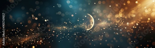 Sparkling Crescent Moon Against a Dark Night Background
