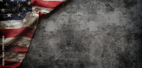 Flag of the United States Draped on a Surface With Soft Focus Background