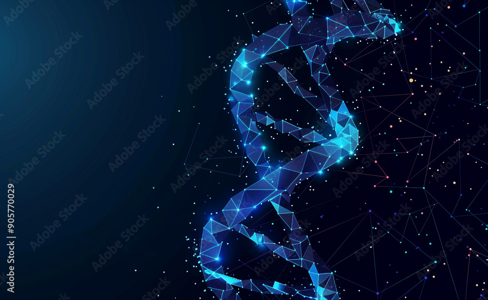 DNA Helix Illustration on Blue Background with Space for Text DNA Helix Illustration on Blue Background with Space for Text