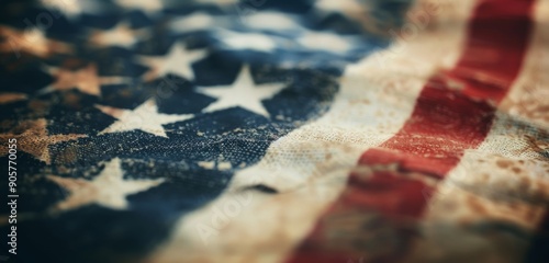 Flag of the United States Draped on a Surface With Soft Focus Background