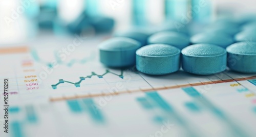 Blue Tablets on Financial Data Chart With Graphs and Statistics