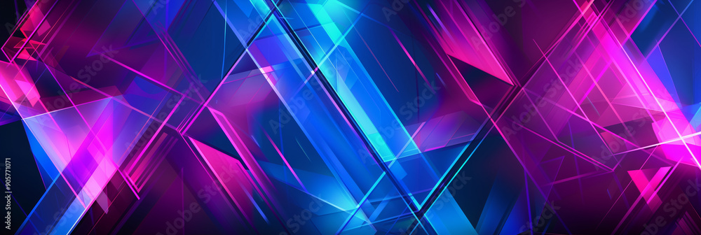 Geometric Abstract Background with Intersecting Neon Lines Geometric Abstract Background with Intersecting Neon Lines