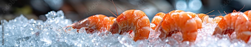 Fresh Seafood Preserved on Ice at a Bustling Fish and Shrimp Market, a Visual Treat Celebrating the Abundance of Marine Delights Fresh Seafood Preserved on Ice at a Bustling Fish and Shrimp Market, a Visual Treat Celebrating the Abundance of Marine Delights