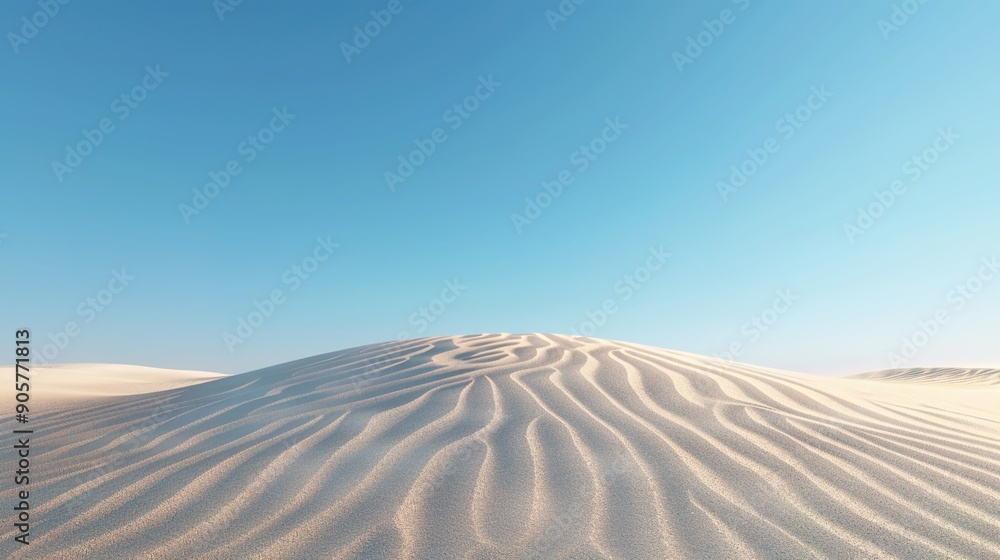 Naklejka premium Solitude in the Sands - Minimalistic 3D Illustration of a Single Sand Dune in Vast Desert Landscape