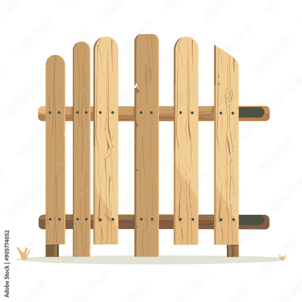 Weathered wooden picket fence featuring uneven slats natural wood texture. Outdoors garden decor, rustic backyard design. Six vertical planks, aged wood material, light brown color, isolated white Weathered wooden picket fence featuring uneven slats natural wood texture. Outdoors garden decor, rustic backyard design. Six vertical planks, aged wood material, light brown color, isolated white