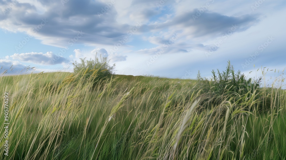 The picture of long wheat grass and shrubbery. The picture of long wheat grass and shrubbery.