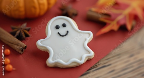 Cute Ghost Sugar Cookies Decorated for Halloween Celebration