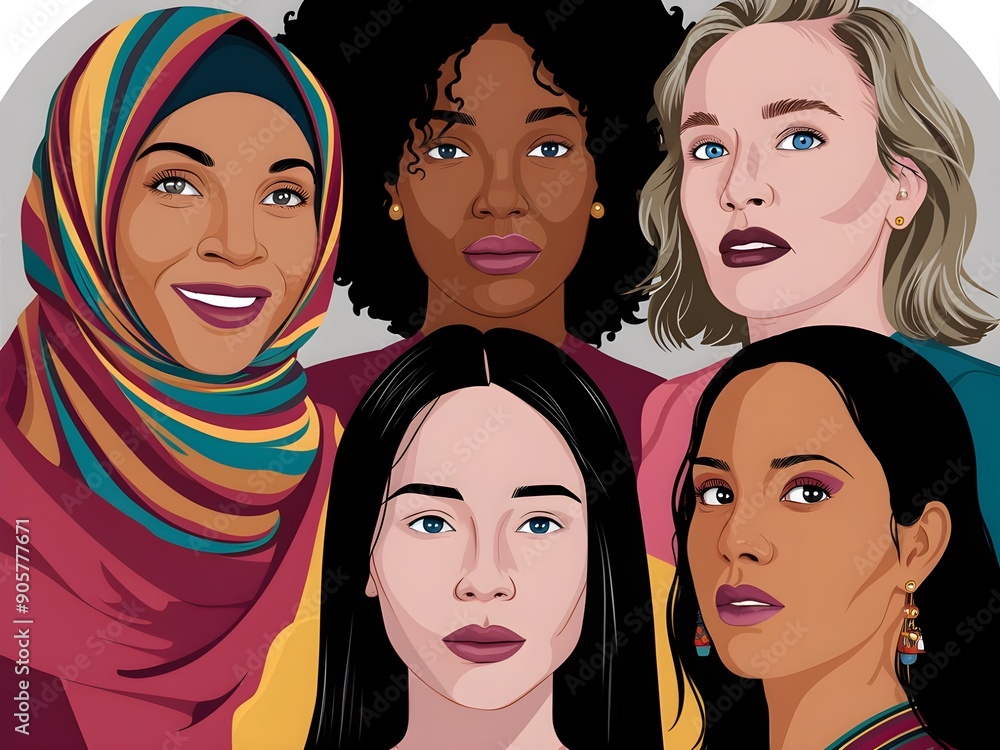 a vector illustration of a diverse group of women a vector illustration of a diverse group of women