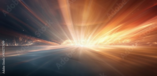 Bright Glowing Light Rays With Sparkling Particles in a Warm Color Palette