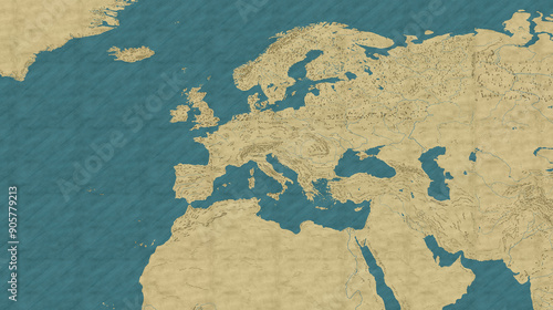 Europe antique map in very high resolution for historical videos on youtube in 4k, 2k